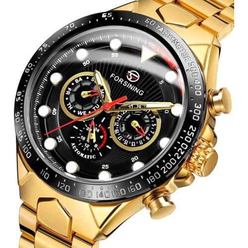 Fashion Forsining Men Clock Male Top Brand Auto Mechanical Calendar Waterproof Sports Full Steel Wrist Watch Relogio Masculino