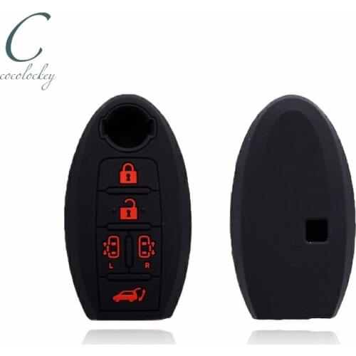 Cocolockey car key case for nissan e52 elgrand 5 Buttons smart remote key Protector silicone rubber key case fob