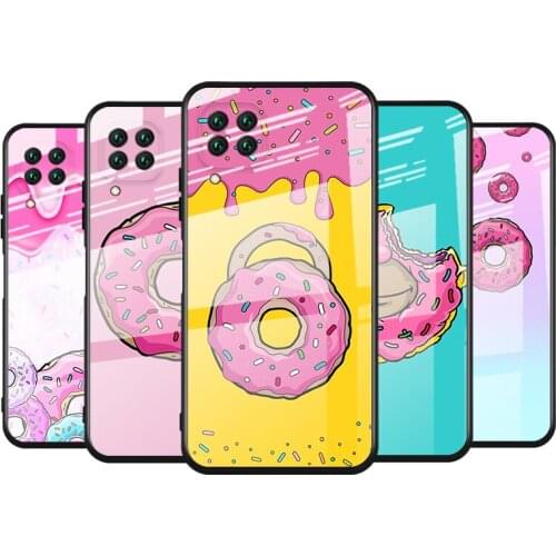 Tempered Glass Cover Cute Donut Cake For Huawei Y6 Y7 Y9 Y5P Y6P Y8S Y8P Y9A P Smart Z 2019 2020 2021 Phone Case