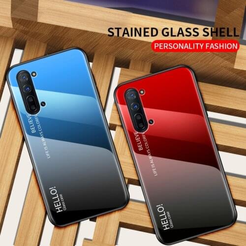 Oppo Reno 3 Pro 4G Case Gradient Tempered Glass Case For Oppo Reno3 Pro Soft Edge TPU Back Cover For Oppo Reno3Pro Funda Shells