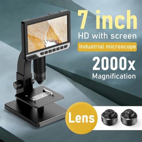 7 Inch Display Screen Microscope Electron Microscope Mobile Phones Waterproof Digital Microscope Durable Balck Photos Computers