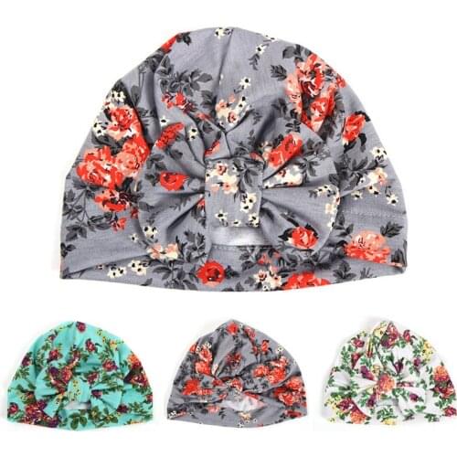 Children Print Rabbit Ears Baby Hat Kids Bow Cap Newborn Girls Hat photography Props Spring Autumn Modis Beanie