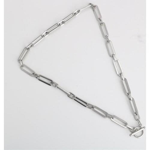 Fashion word buckle long and short flat word handmade pendant chain titanium steel stainless steel trend chain hot sale