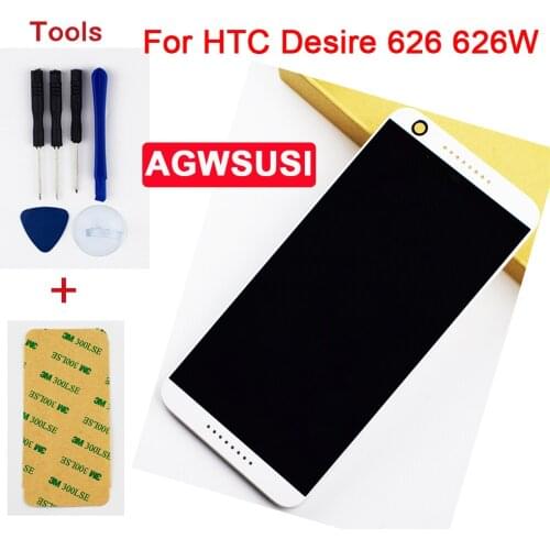 For HTC Desire 626 626W Dual SIM Full Touch Screen Digitizer Sensor Glass + LCD Display Monitor Panel Module Assembly + Frame