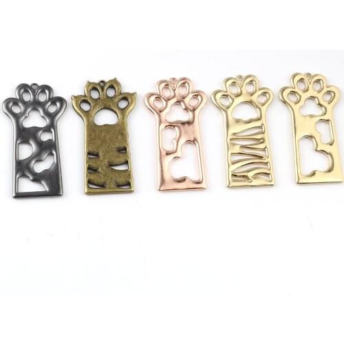 Doreen Box Metal Open Back Bezel Pendants Resin Rectangle Cat Paw Claw Charms Mold DIY Making Jewelry Tools,1Packet(8PCs/Set)