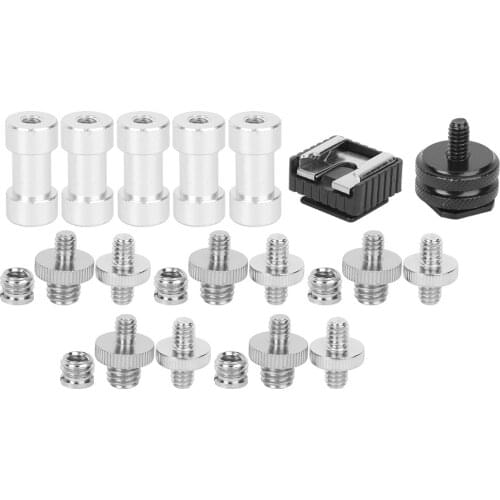 Aluminium Alloy 1/4 3/8 Inch Double End Adapter Screw Nut BE Light Stand Hot Shoe Mount Photography Equipment Converter Kit