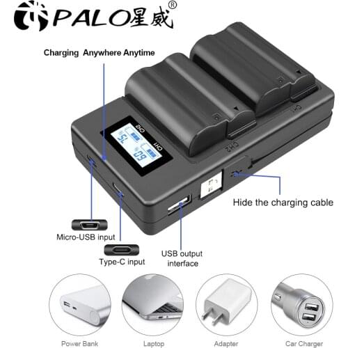 EN-EL15 ENEL15 EL15 Battery Charger for Nikon D7000 D7100 D7200, D850 D750 D7500 D810 D500 D800 D610 D600 EN-EL15b Battery L5