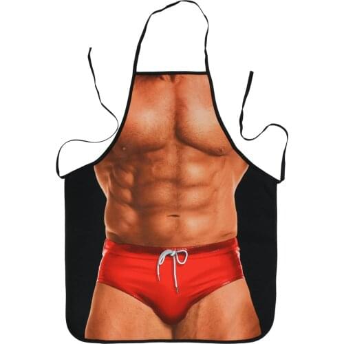 Apron Kitchen Chef Cooking Gag Gift 1 Piece of Creative Funny Grilling Baking (Macho Muscle Man) Novelty Gifts for Men & Women