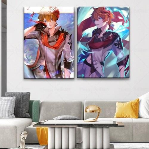 Anime Genshin Impact Tartaglia figure Game poster home painting wall painting bedroom anime Study Bedroom Bar Cafe Wall