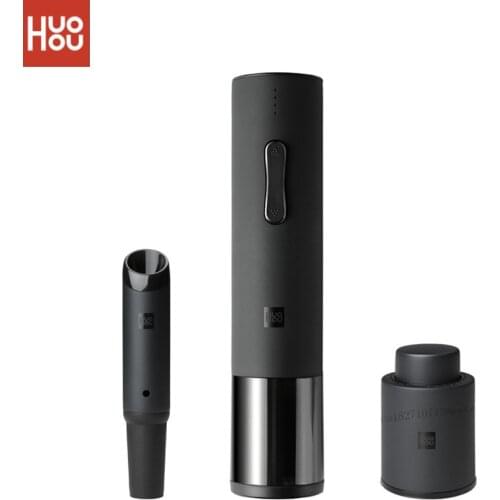 Huohou Automatic Red Wine Bottle Opener Cap Stopper Fast Decanter Electric Corkscrew Foil Cutter Cork Out Tool For Smart Home