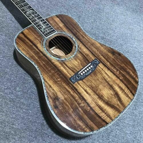Custom Solid Koa Wood Top Ebony Fingerboard Classic Acoustic Guitar with Pickup 301