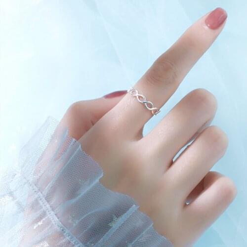 Hollow Weaving Rings Simple Design Small Fresh Smooth Cross 8 Characters foe Women Birthday Gift 2021 Fashion Jewelry AM6066