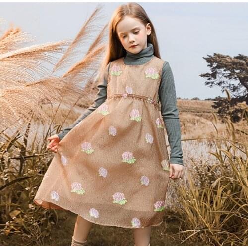Autumn Spring 2 Piece Clothes Sets For Girls Children Long Sleeve Shirts And Dress Outfits Kids Tops Gowns Clothes 2PCS Suit