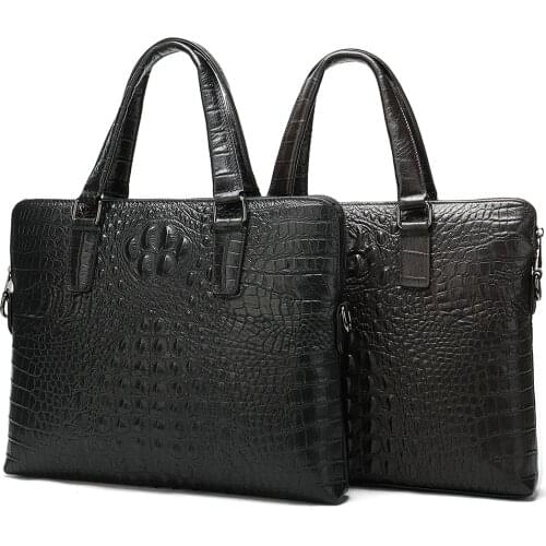 Leather Briefcases Men Leather Man Bag Business Men Handbag Crocodile Pattern Briefcase