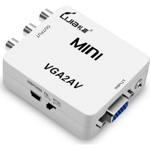 LIJIA AV to VGA Video Converter Convertor RCA CVBS AV to VGA Support 1080P Video to PC HDTV Computer Converter