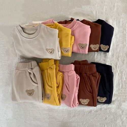MILANCEL 2021 Autumn New Baby Clothes Set Bear Embroidery Hoodies And Pants 2 Pcs Boys Sweatshirt Suit
