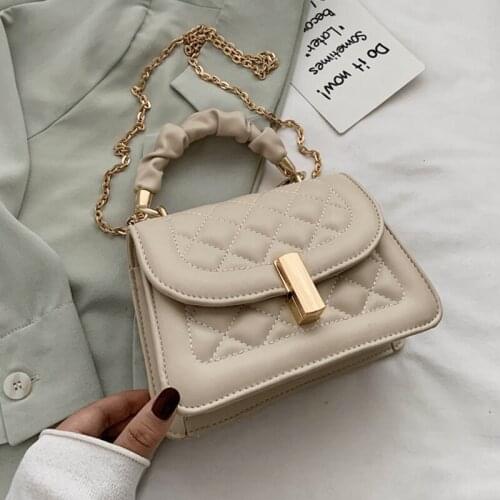 Fashion Solid Color PU Leather Crossbody Bags For Women 2020 Chain Elegant Shoulder Handbags and Purses Mini Tote bags Sac