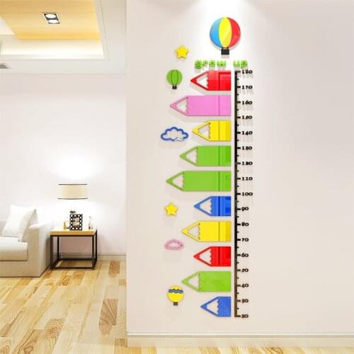 Cartoon Pencil Height Sticker 3d Stereo Sticker For Kids Room Living Room Acrylic Height Ruler Wall Stickers Baby Nursery Decals