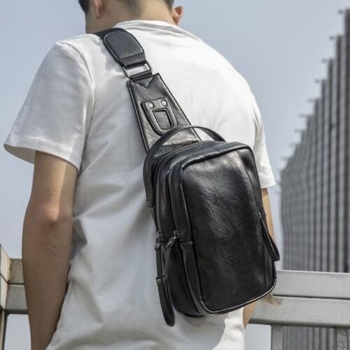 Chest bag for men Leather pu leather Fashion Men bag Crossbody bags shoulder for male ipad bag 2021