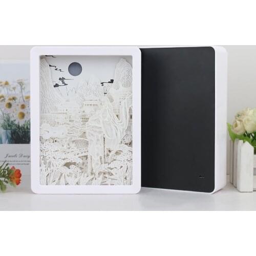 Chinese Traditional Twelve Zodiac puzzle paper cut night light shadowbox frame decorations