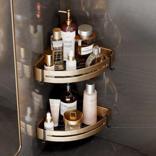 Bathroom Metal Shelf With Hook Wall Less Punch Shower Storage Rack Holder Organizer Bathroom Dresser Kitchen Accessories