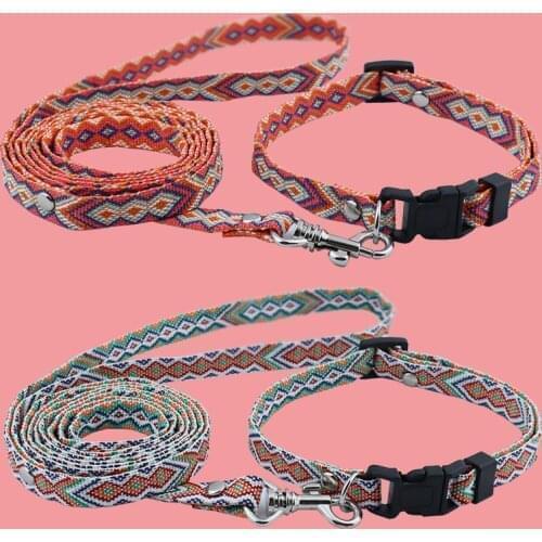 Colorful Rainbow Pet Dog Collar Harness Leash Soft Walking Harness Lead Colorful and Durable Traction Rope 120cm