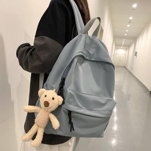 HOCODO Simple Solid Color Female Backpack Waterproof Nylon Women Backpack Student Schoolbag For Teenage Girls Travel Bag Mochila