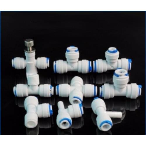 RO Water Hose Connection Straight Elbow Tee Cross 1/4" 3/8" Coupling Plastic Quick Pipe Fitting Reverse Osmosis Connector