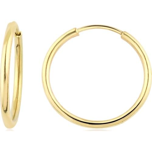 14k Hoop Earrings Yellow (1. Model 1. Size) W4E35002