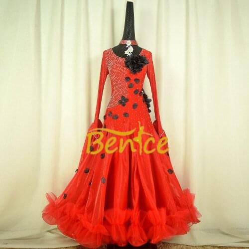 Standard Ballroom Dress Women New Of 2019 Custom Made High-necked Long Sleeved Waltz Ballroom Dance Competition Dresses