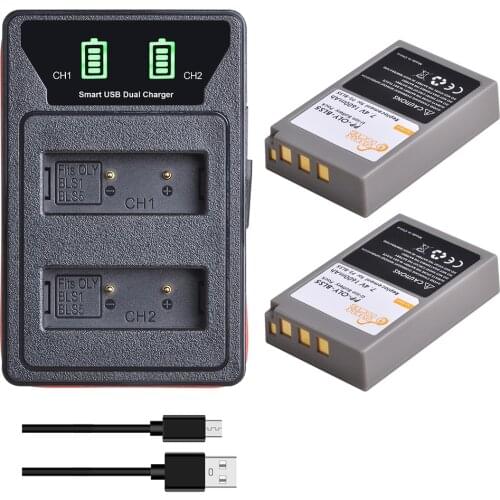 PS-BLS5 BLS-5 BLS5 BLS-50 Battery + LED Built-in USB Dual Charger for Olympus PEN E-PL2 E-PL5 E-PL6 E-PL7 E-PM2 OM-D E-M10