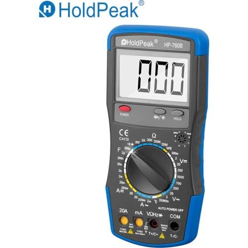 HoldPeak HP-760B Digital Multimeter Meter with Frequency Temperature Capacitance Resistance Tester with Carry Bag Muitimetor