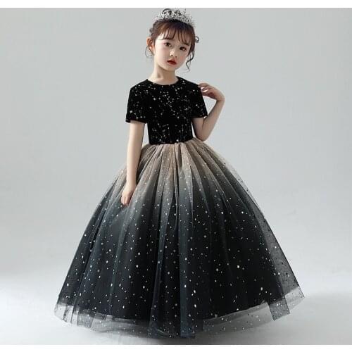 Vintage Flower Girls Dress Wedding Evening Children Princess Party Pageant Long Gown Velvet Kids Dresses for Girls Formal Clothe