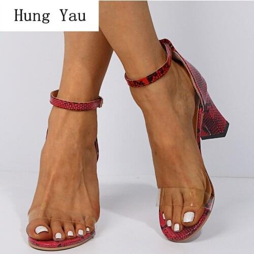 Woman Sandals Shoes Summer Style Pumps High Heels Buckle Strap Snake Gladiator Female Fashion Slippers Shoes Plus Size 34-43