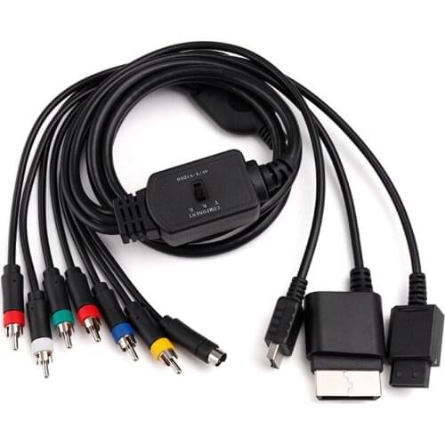 10PCS High Quality Component Cable S-AV Audio Video Cable For XBOX360/Wii/PS2/PS3 Game Console 1.8m