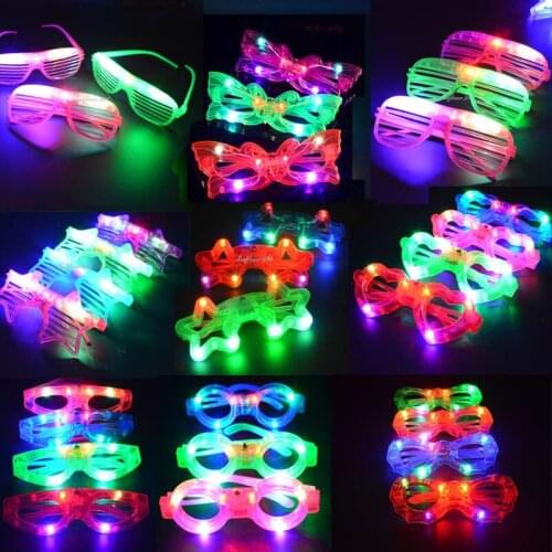 10pcs Adult Kids Led Glasses Light Party Sunglasses Mardi Gras Glow In The Dark Shutter Shades Neon Flashing Carnival Birthday