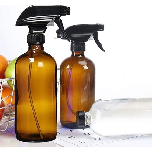 250mL/500ML Empty Amber Glass Spray Bottle Refillable Container Trigger Sprayer for Essential Oils Cleaning Products or Mist