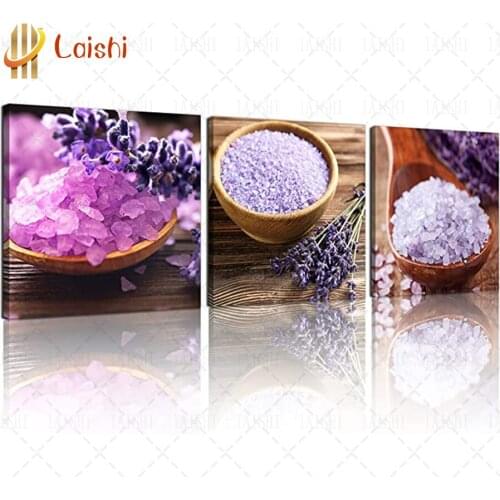 3pcs Diy diamond painting Purple scented candle and purple salt scented lavender full square round drill diamond mosaic gift