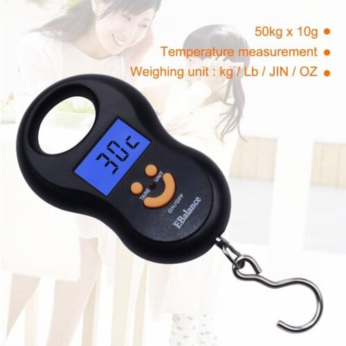 50KG*10G Mini Digital Scale for Fishing Luggage Travel Weighting Steelyard Hanging Electronic Hook Scale Kitchen Weight Tool