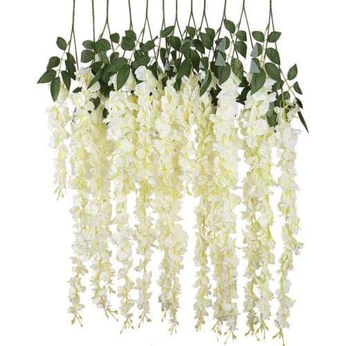 8/12 Pcs Artificial Wisteria Flower Vine Silk Hydrangea Rattan DIY Wedding Birthday Party Decoration Wall Backdrop Flowers