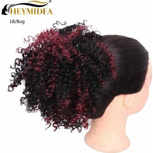 8Inch Synthetic Afro Short Kinky Curly Chignon Hair Natural Ponytail Wrap Hairpiece Fake Hair Extensions For Black Wome HeyMidea
