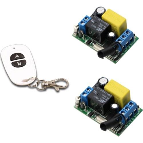 Hot Sales AC220V 1CH 10A RF Wireless Remote Control System Waterproof Transmitter and 2 Receiver Universal Gate Remote Control