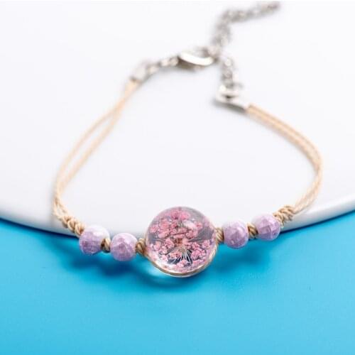 Crystal Transparency Flower Charms Bracelets Original jewelry Glass Ball Chain & link bracelet Jewelry & Accessories #EZ418