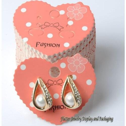 100pcs/lot Heart Paper DIY Jewelry Display Accessories Earring Packaging Card Earring Stud Holder Jewelry Card Showcase