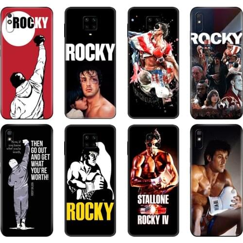 Black tpu Case For Xiaomi Redmi 7A 8 8A 9 9A 9C Case Redmi Note 8T 8 Pro T Note 9 9S 9 Pro Case Rocky Balboa