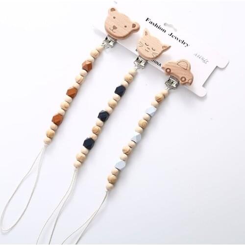Wooden Baby Pacifier Clip Care Tool Mouth Decorative Clip Cartoon Shape DIY Tool Comfort Accessories Jewelry Accessories