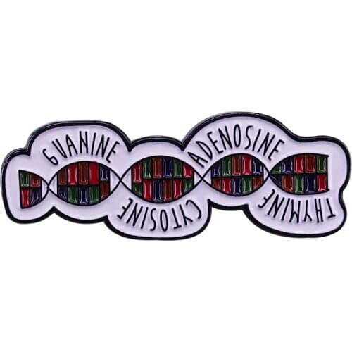 DNA Thymine Adenosine Cytosine Guanine White Badge Biology Genetics Gift