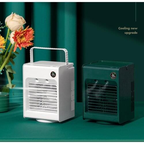Home Mini Air Conditioner Portable Air Cooler 120 Degree LED USB Personal Space Cooler Fan Air Cooling Fan Rechargeable Fan Desk