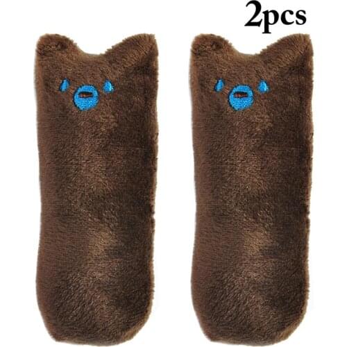 Dorakitten 2Pcs/Set Solid Color Catnip Toys Plush Bite-Resistant Teeth Cleaning Cat Chew Toy Cat Sound Toy Pet Supplies