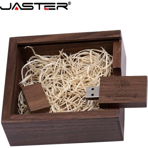 JASTER 1PCS free custom logo walnut maple wood Photo Album usb+Box usb flash drive Pendrive 8GB 16GB 32GB Wedding gift box